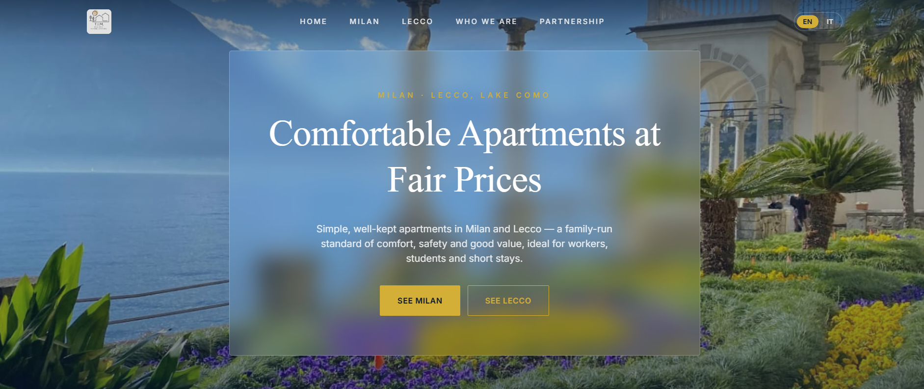 Casa Ideale Escapes website screenshot